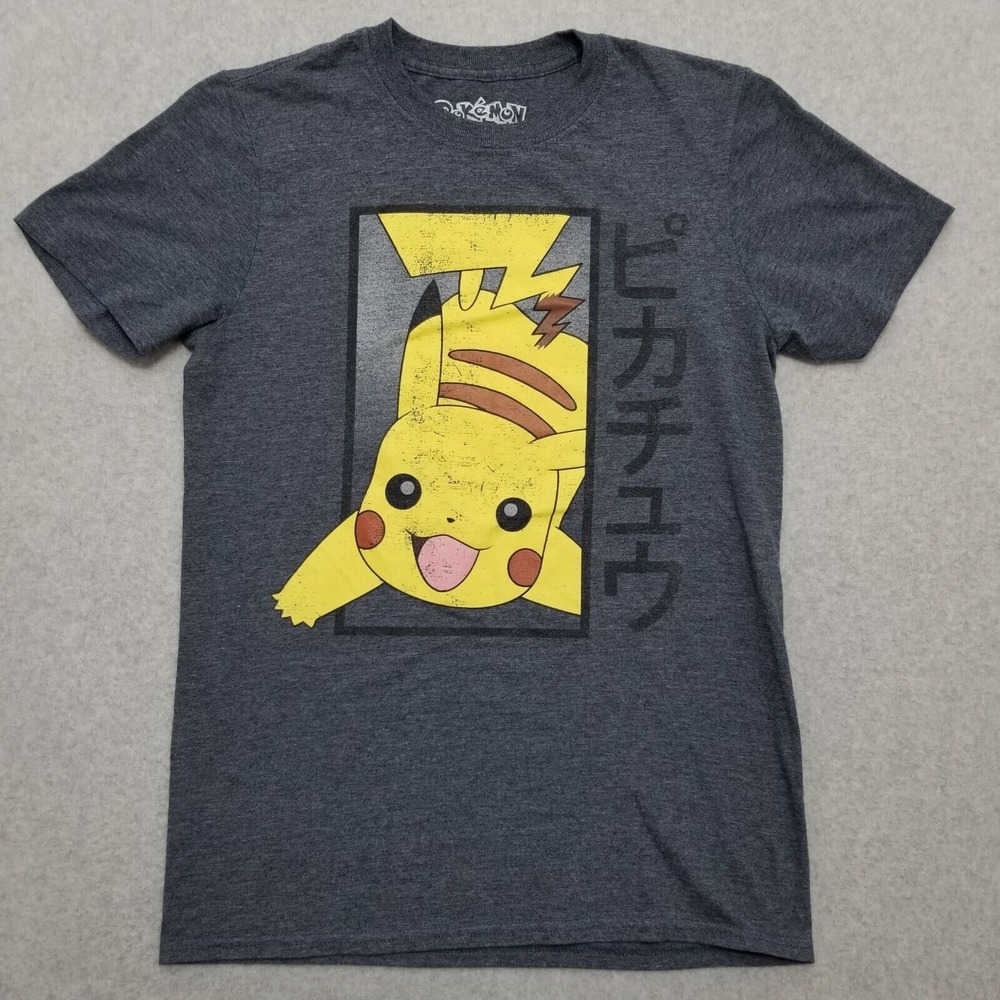Pokemon Shirt Mens Small Gray Short Sleeve